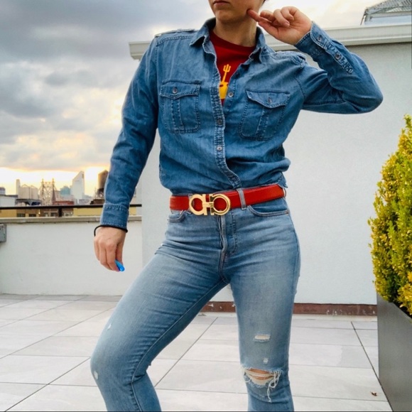 American Eagle Floral Denim Button Down Shirt - Picture 14 of 15